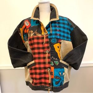 Vintage Carole Little Sport Colorful Denim Jacket Sz 14